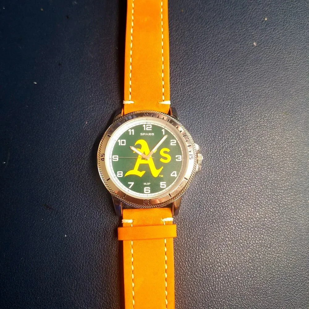 MLB Oakland A's  Sparo Watch Jewelry Brown Leather Wrist Band  New
